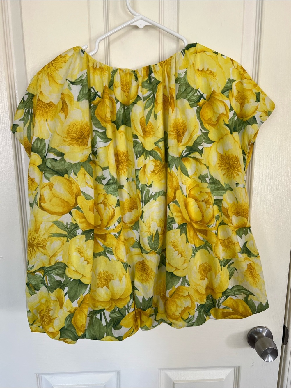 Carla Rockmore Collection Bubble Yellow Peony Floral Peasant Blouse Size Large - Picture 7 of 9